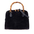 Miniatyrbillede 1 af 10: Pre-owned Gucci Suede Bamboo Dome Satchel Blue