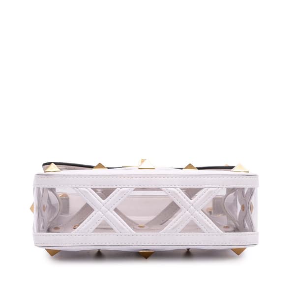 Pre-owned Valentino Medium PVC Roman Stud Satchel White