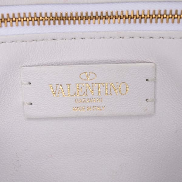 Pre-owned Valentino Medium PVC Roman Stud Satchel White