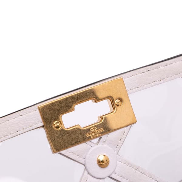 Pre-owned Valentino Medium PVC Roman Stud Satchel White