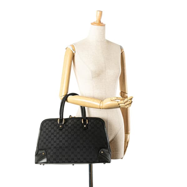 Pre-owned Gucci GG Canvas Dome Nailhead Handbag Black