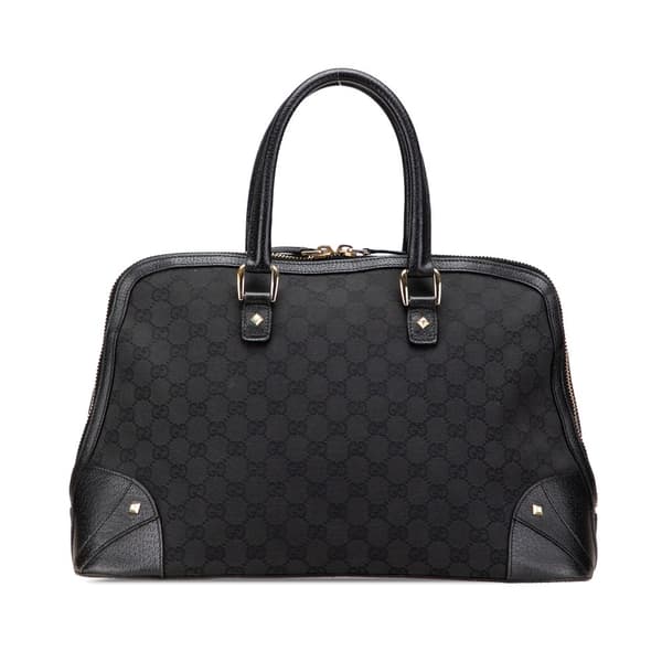 Pre-owned Gucci GG Canvas Dome Nailhead Handbag Black