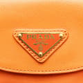 Miniatyrbild 6 av 10: Pre-owned Prada Saffiano Trimmed Tessuto Satchel Orange