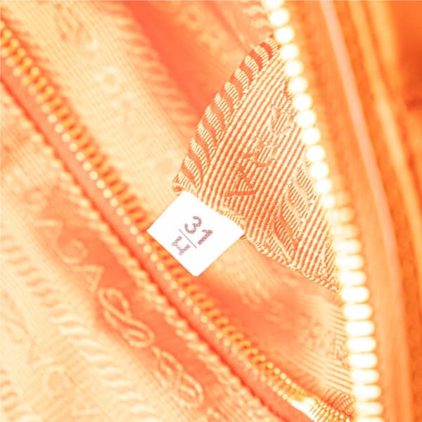 Pre-owned Prada Saffiano Trimmed Tessuto Satchel Orange