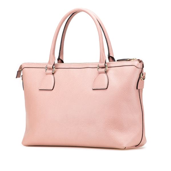 Pre-owned Gucci Dollar Calfskin GG Charm Satchel Pink