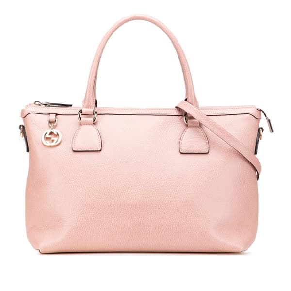 Pre-owned Gucci Dollar Calfskin GG Charm Satchel Pink