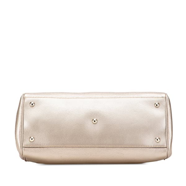 Pre-owned Gucci Medium Calfskin Bamboo Shopper Satchel Gold