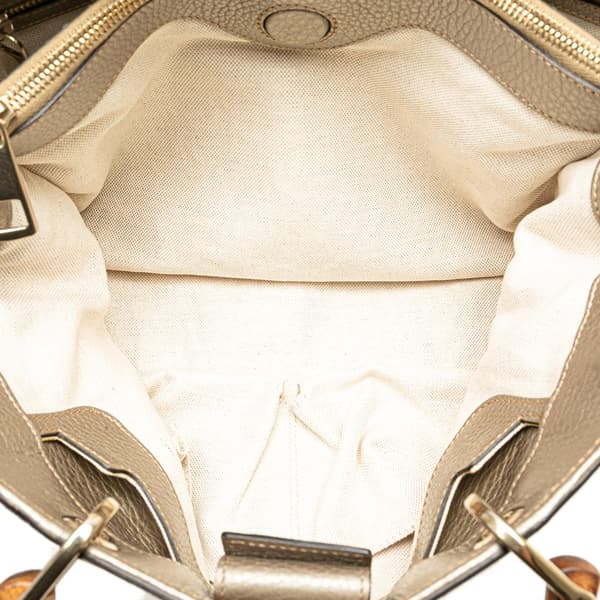 Pre-owned Gucci Medium Calfskin Bamboo Shopper Satchel Gold
