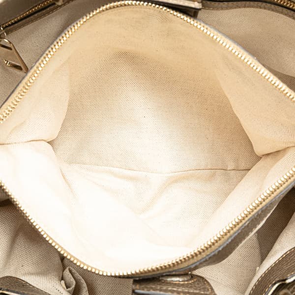 Pre-owned Gucci Medium Calfskin Bamboo Shopper Satchel Gold