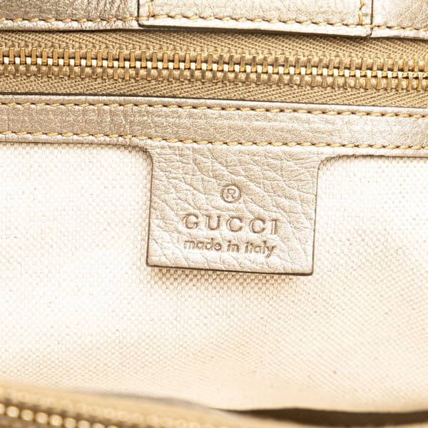 Pre-owned Gucci Medium Calfskin Bamboo Shopper Satchel Gold