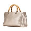 Miniatyrbild 2 av 9: Pre-owned Gucci Medium Calfskin Bamboo Shopper Satchel Gold