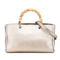 Miniatyrbild 1 av 9: Pre-owned Gucci Medium Calfskin Bamboo Shopper Satchel Gold