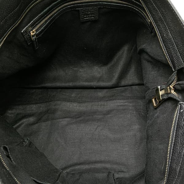 Pre-owned Gucci Large Calfskin Bamboo Shopper Satchel Black