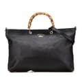 Pikkukuva 1 / 10: Pre-owned Gucci Large Calfskin Bamboo Shopper Satchel Black