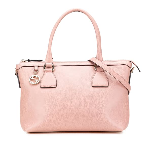 Pre-owned Gucci Dollar Calfskin GG Charm Satchel Pink