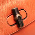 Miniatyrbild 8 av 9: Pre-owned Gucci Small Leather Bamboo Daily Satchel Orange