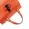 Miniatyrbild 9 av 9: Pre-owned Gucci Small Leather Bamboo Daily Satchel Orange