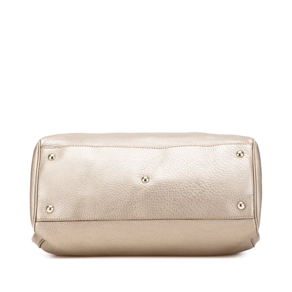 Pre-owned Gucci Medium Calfskin Bamboo Shopper Satchel Gold