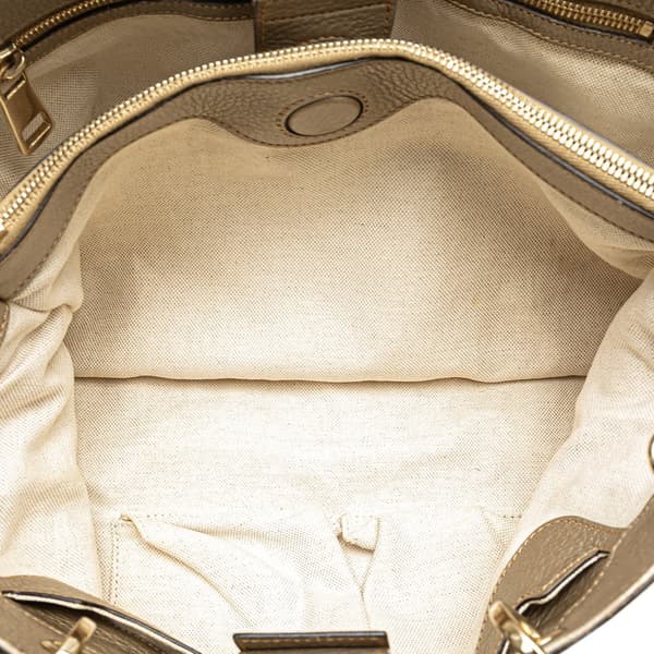 Pre-owned Gucci Medium Calfskin Bamboo Shopper Satchel Gold
