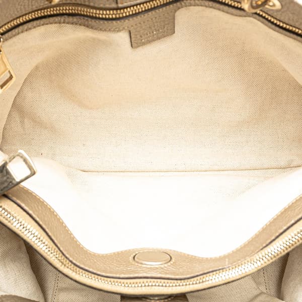 Pre-owned Gucci Medium Calfskin Bamboo Shopper Satchel Gold