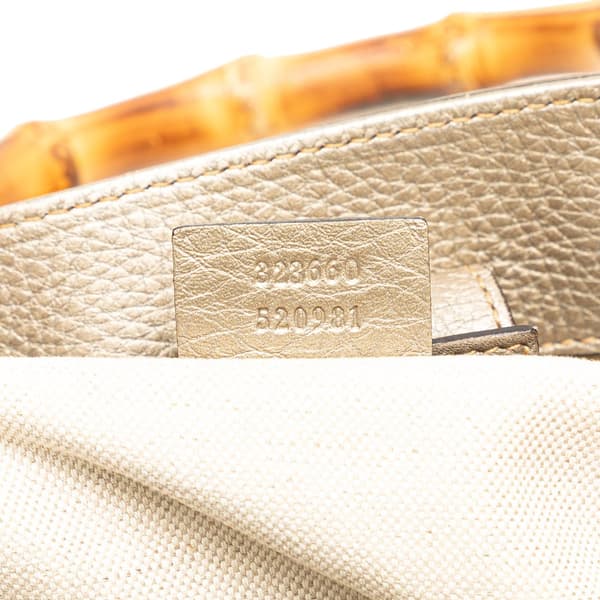 Pre-owned Gucci Medium Calfskin Bamboo Shopper Satchel Gold