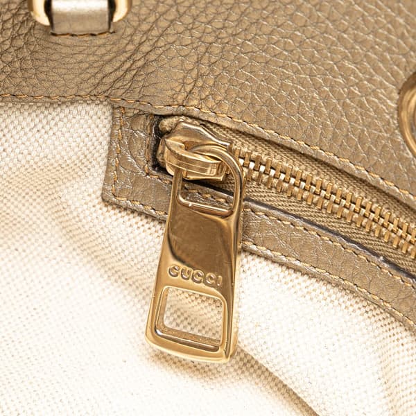 Pre-owned Gucci Medium Calfskin Bamboo Shopper Satchel Gold