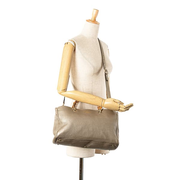 Pre-owned Gucci Medium Calfskin Bamboo Shopper Satchel Gold