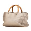 Miniatyrbilde 2 av 9: Pre-owned Gucci Medium Calfskin Bamboo Shopper Satchel Gold