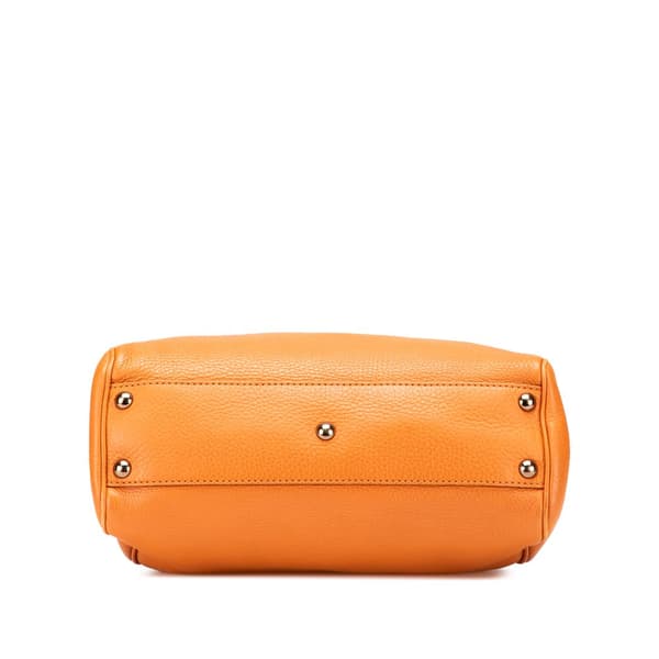 Pre-owned Gucci Small Calfskin Bamboo Shopper Satchel Orange