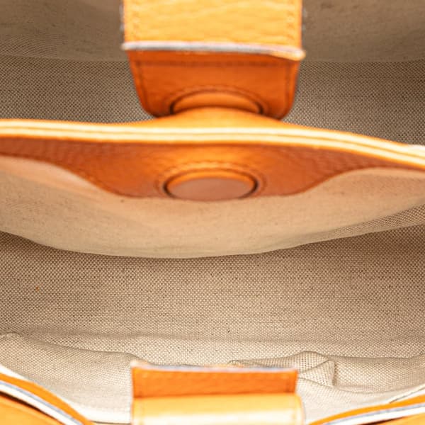 Pre-owned Gucci Small Calfskin Bamboo Shopper Satchel Orange