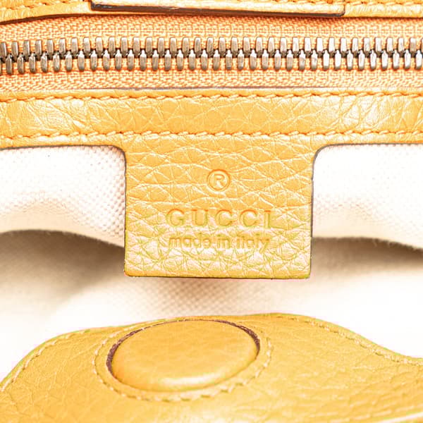 Pre-owned Gucci Small Calfskin Bamboo Shopper Satchel Orange