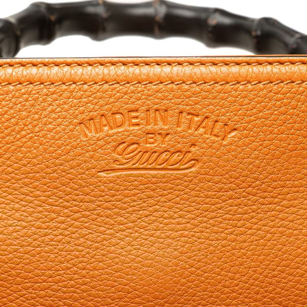 Pre-owned Gucci Small Calfskin Bamboo Shopper Satchel Orange