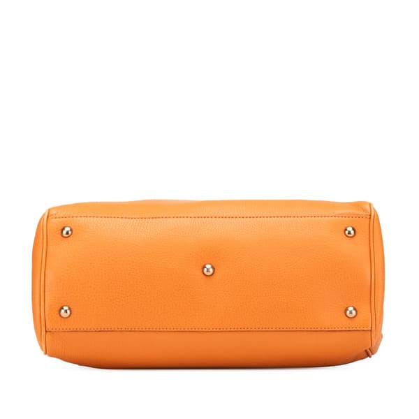 Pre-owned Gucci Medium Calfskin Bamboo Shopper Satchel Orange