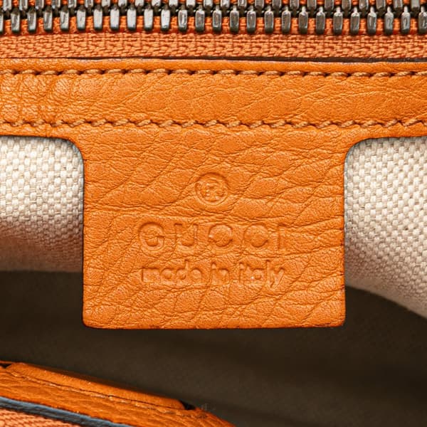 Pre-owned Gucci Medium Calfskin Bamboo Shopper Satchel Orange