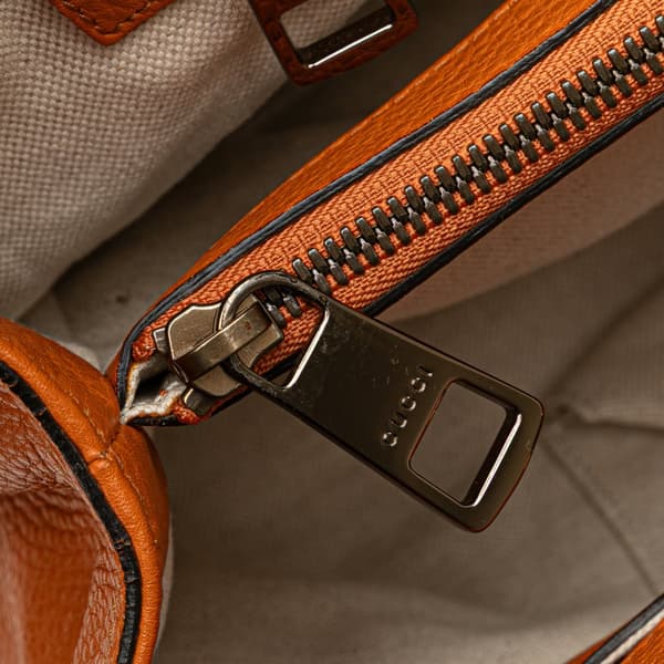 Pre-owned Gucci Medium Calfskin Bamboo Shopper Satchel Orange