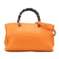 Miniatyrbild 1 av 8: Pre-owned Gucci Medium Calfskin Bamboo Shopper Satchel Orange