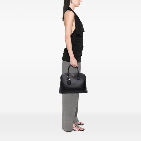 Pre-owned Prada Medium Saffiano Lux Open Promenade Satchel Black
