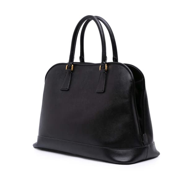 Pre-owned Prada Medium Saffiano Lux Open Promenade Satchel Black
