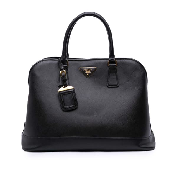 Pre-owned Prada Medium Saffiano Lux Open Promenade Satchel Black