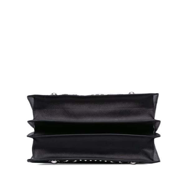 Pre-owned Prada Studded Saffiano Handbag Black