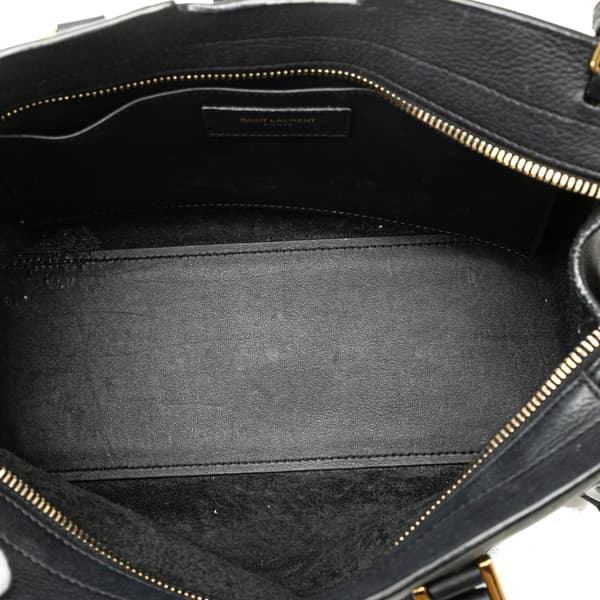 Pre-owned Saint Laurent Baby Leather Monogram Cabas Satchel Black