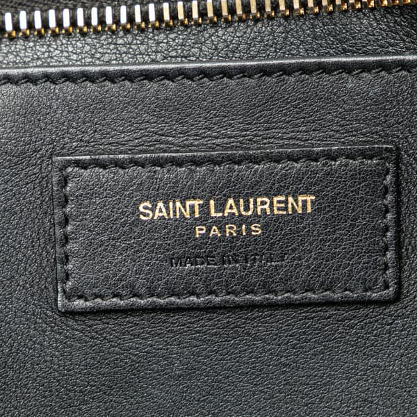 Pre-owned Saint Laurent Baby Leather Monogram Cabas Satchel Black