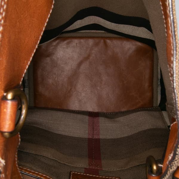 Pre-owned Burberry Medium Mega Check Canvas Ashby Bucket Bag Brown