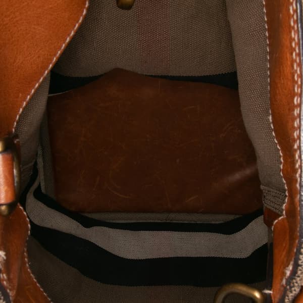 Pre-owned Burberry Medium Mega Check Canvas Ashby Bucket Bag Brown