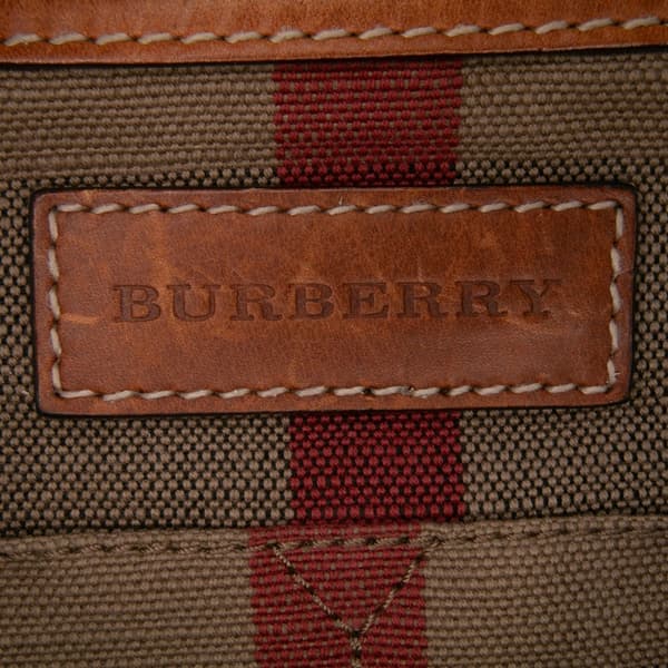 Pre-owned Burberry Medium Mega Check Canvas Ashby Bucket Bag Brown