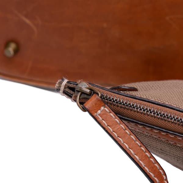 Pre-owned Burberry Medium Mega Check Canvas Ashby Bucket Bag Brown