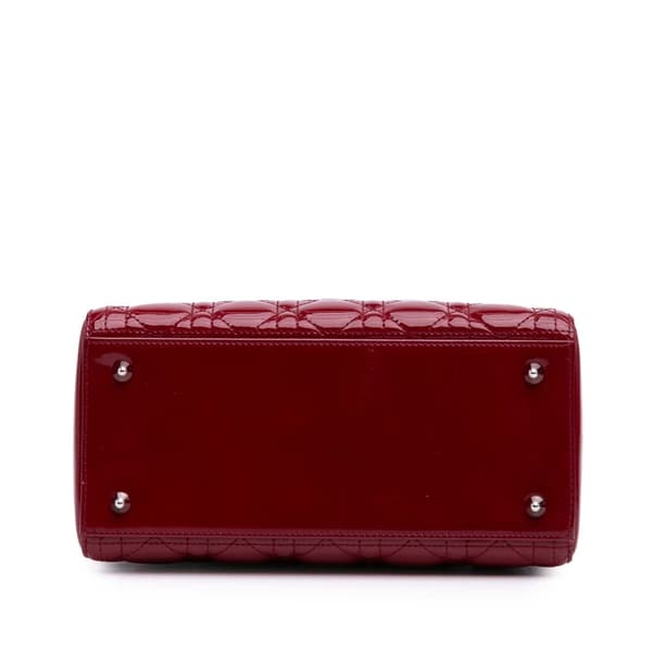 Pre-owned Dior Medium Patent Cannage Lady Dior Red