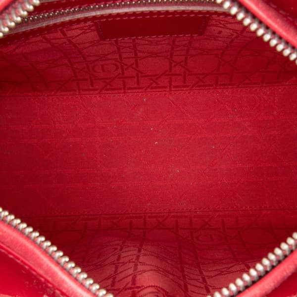 Pre-owned Dior Medium Patent Cannage Lady Dior Red