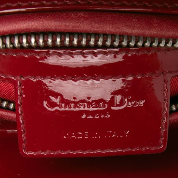 Pre-owned Dior Medium Patent Cannage Lady Dior Red