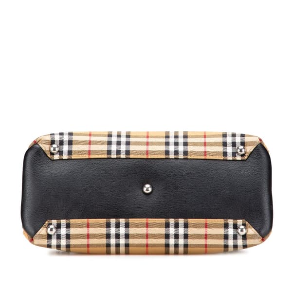 Pre-owned Burberry Medium House Check Canvas Banner Satchel Brown